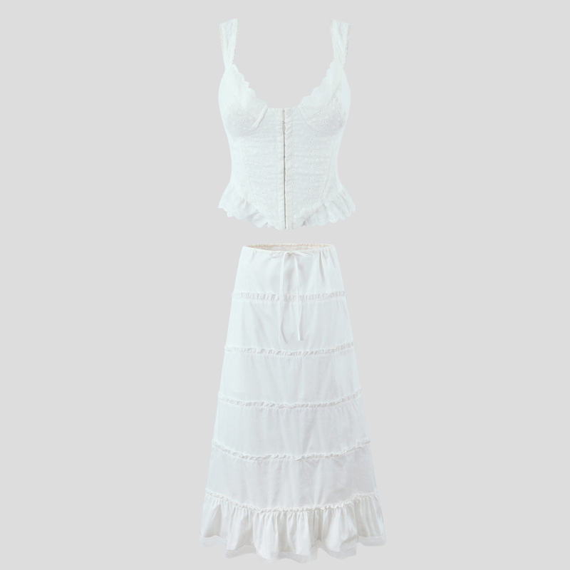 Lace Corset  Ruffle Skirt Set