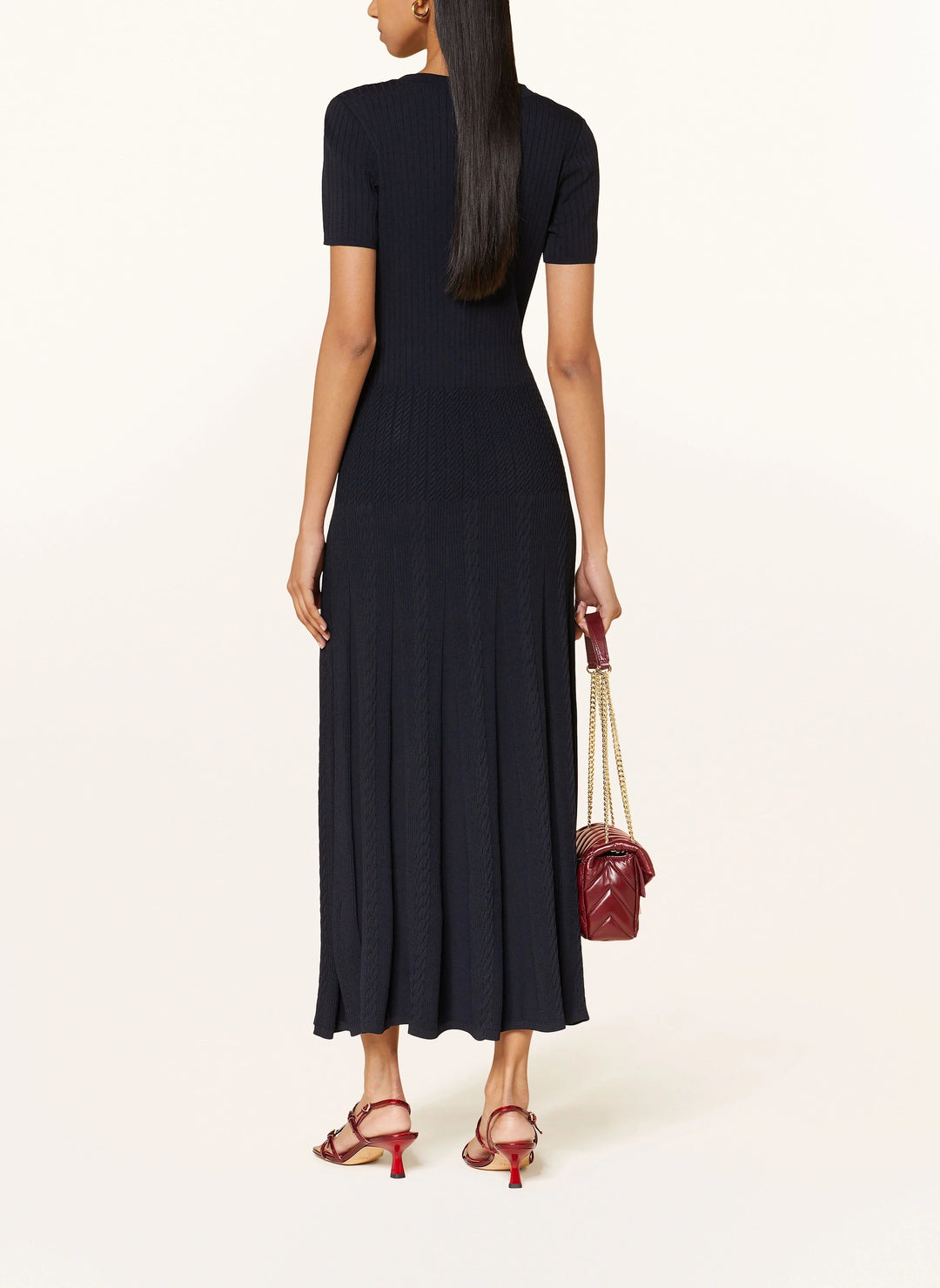 Luxe Viscose Button Down Knit Maxi Dress In Navy Blue