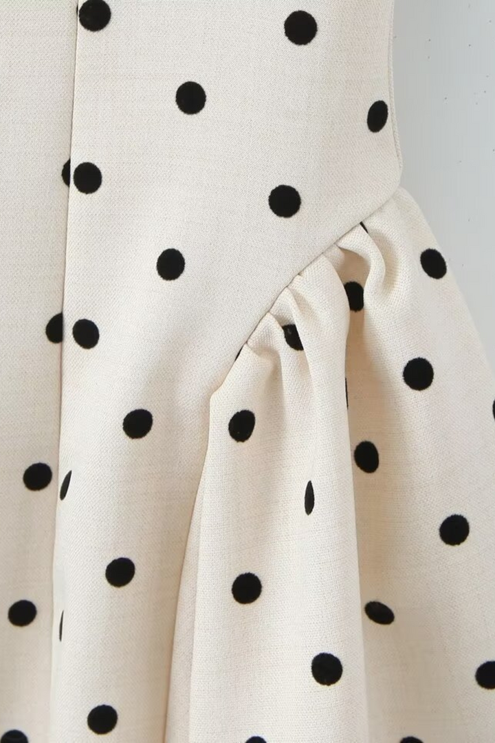 La Belle Polka Puff Strappy Mini Dress