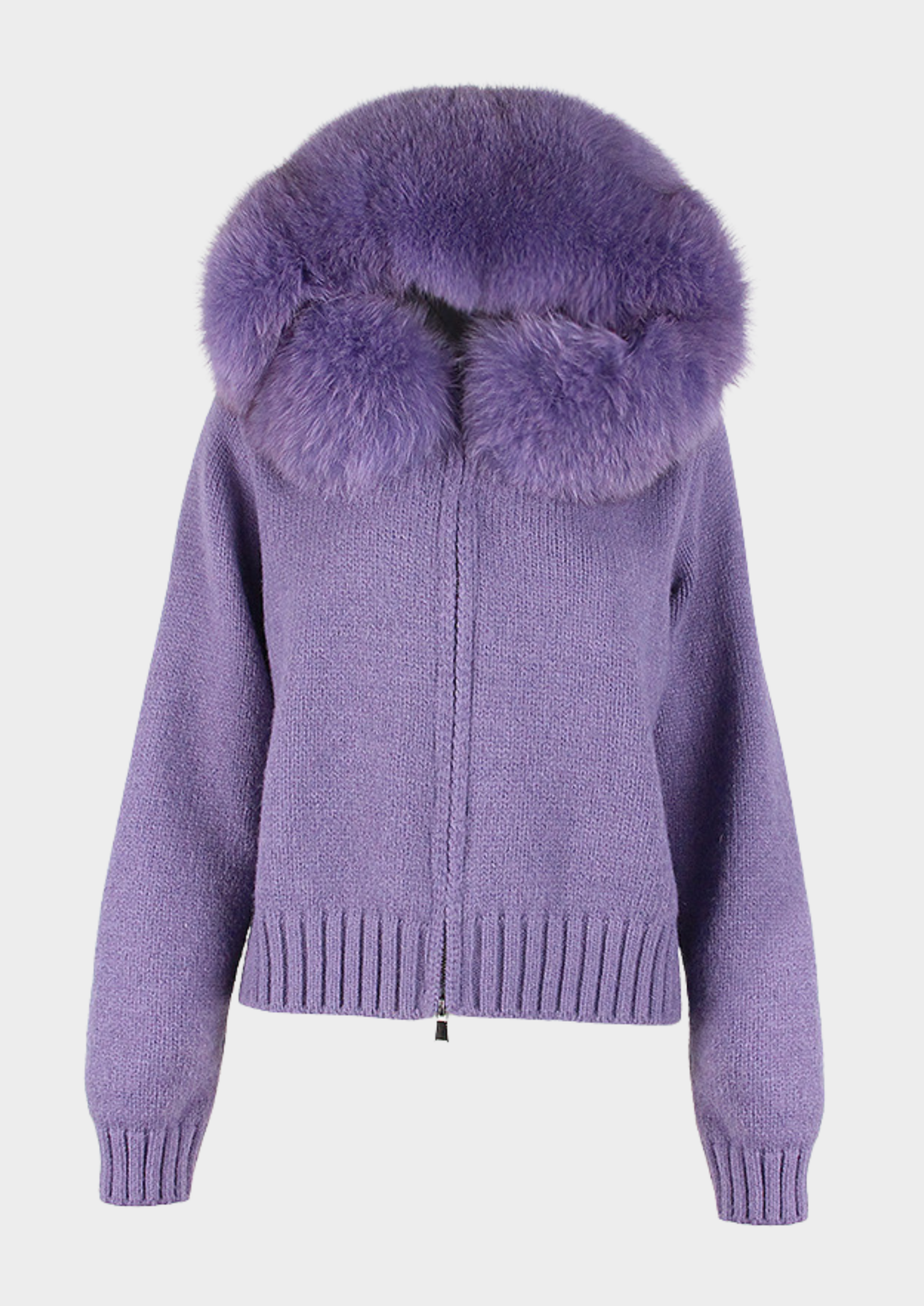 Large Fur Collar Hooded Zipper  Jacket Top