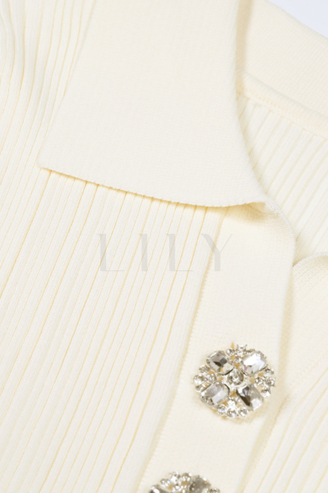 Chérie Knit Crystal Button Pleated Mini Dress