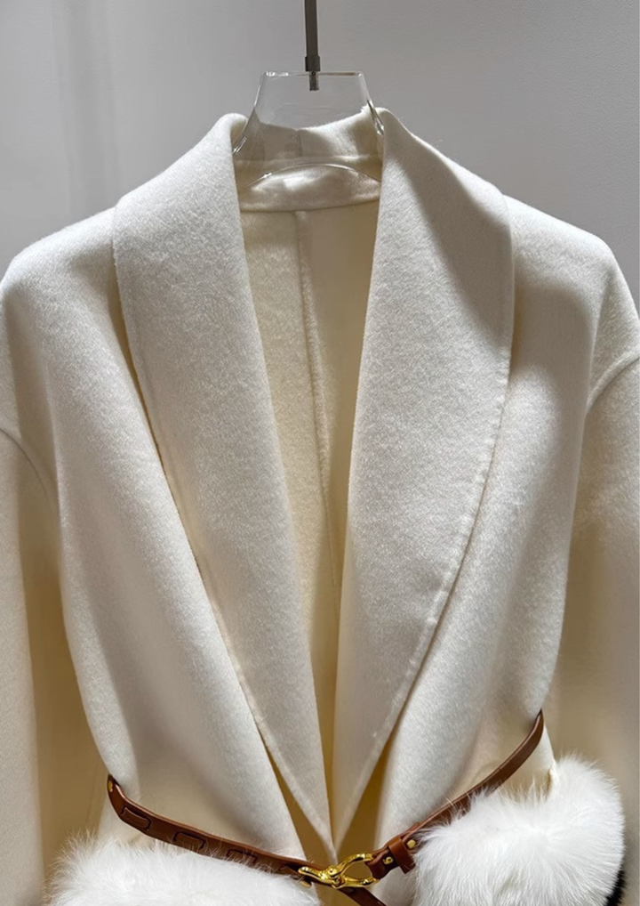 Soft Wool Textured Faux Fur Pocket Coat