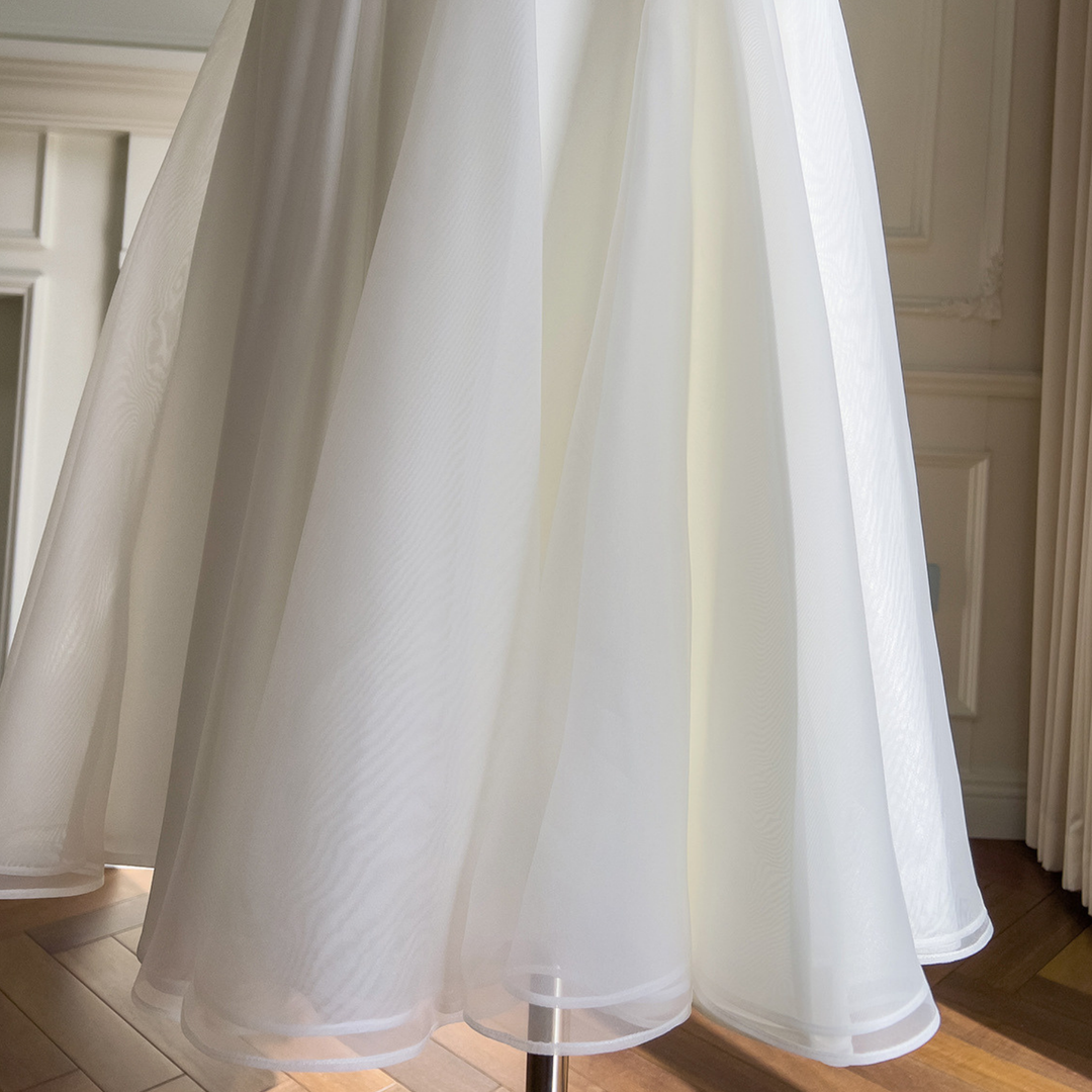 Ivory Flare Elegance Sheer Shine Maxi Dress