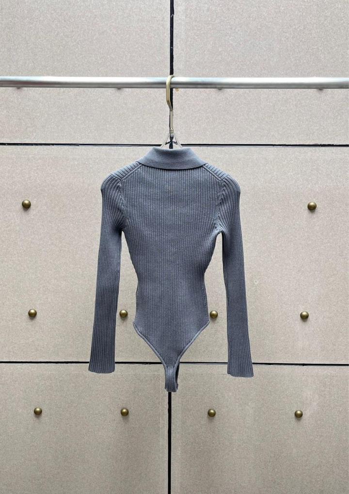 Eliana Wool Ribbed Knit Bodysuit & Legging Adjustable Belt  Set