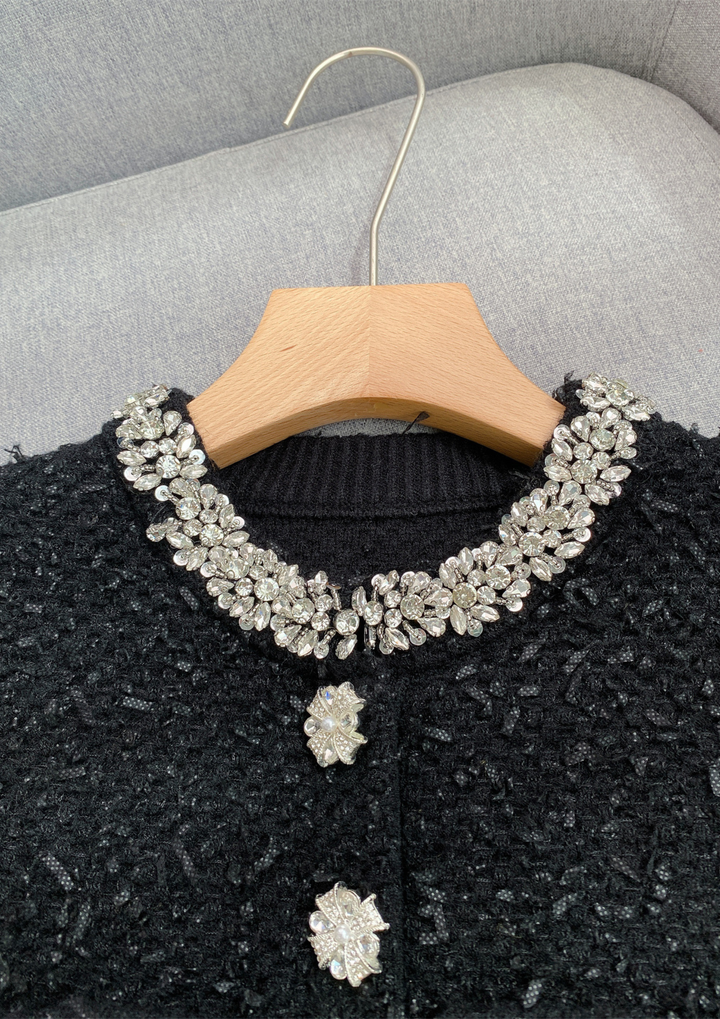 Crystal Bloom Short Sleeve Tweed Knit Mini Dress