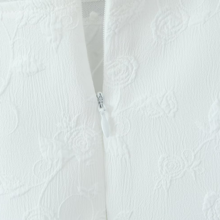 White Embroidered Lace Top & Midi Layered Skirt - Set