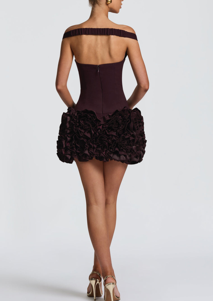 Valeria Backless Floral Off Shoulder Mini Dress