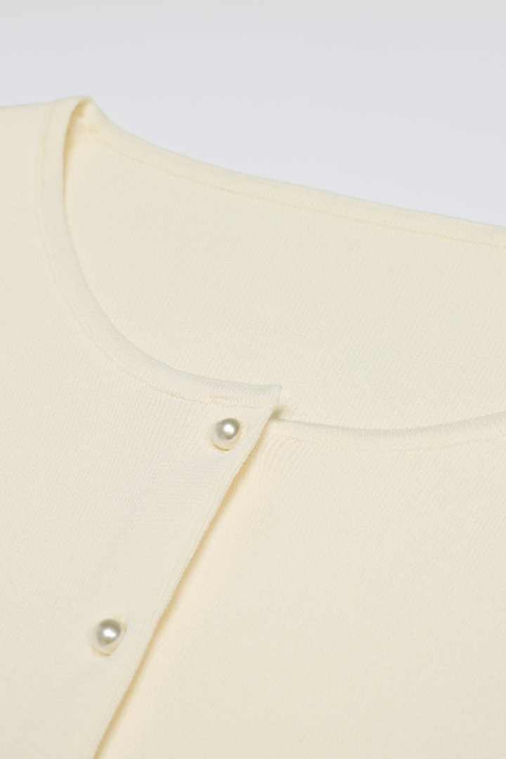 Pearl Trim Knit Jacket Top