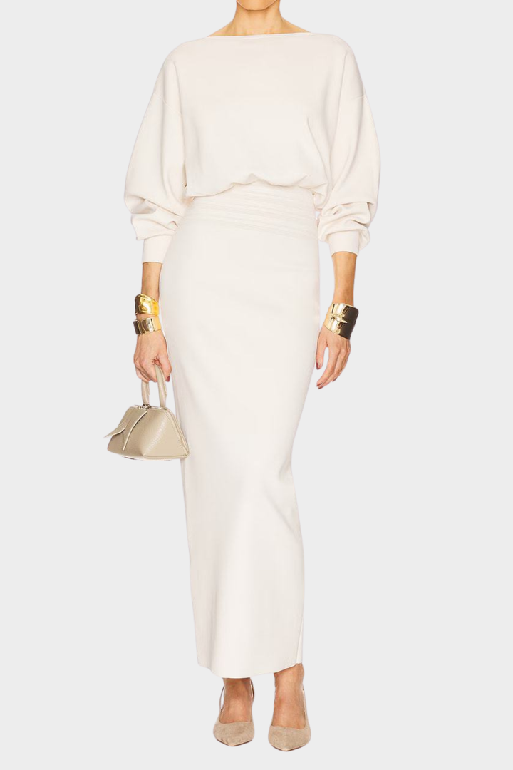 White Muse Batwing Knit Maxi Dress