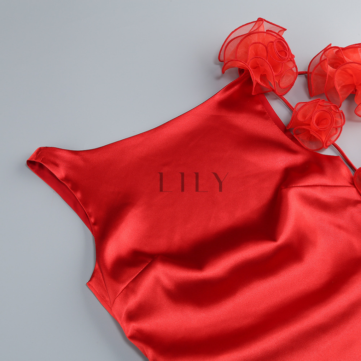 Sofia Floral appliqués backless Glow Mini Dress