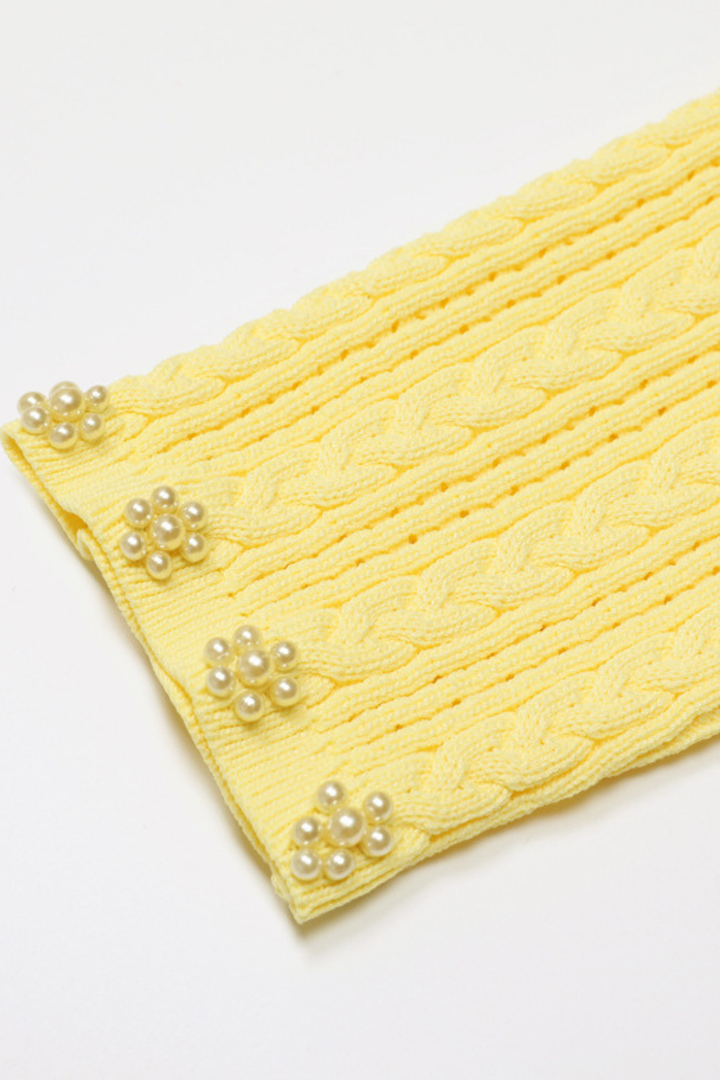 Rosette Pearl Knit Flower Cuffs  Top