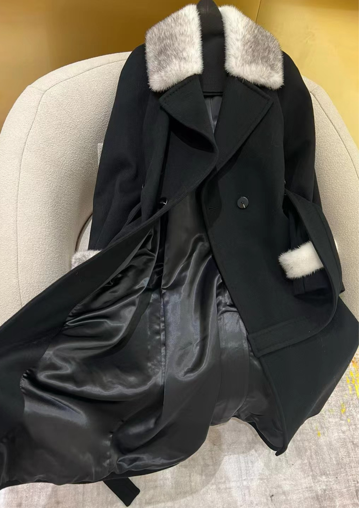 Juliette Cashmere Mink Tailored Belt Coat