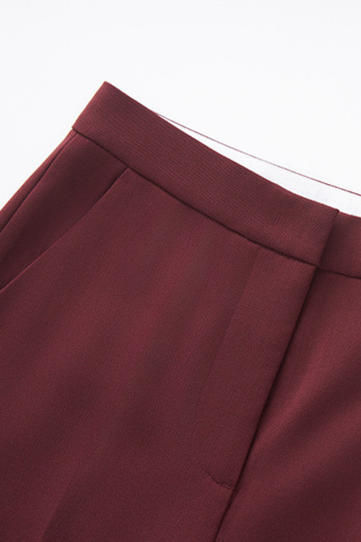 Signature Bordeaux Structured Suit with Wide Leg Trousers