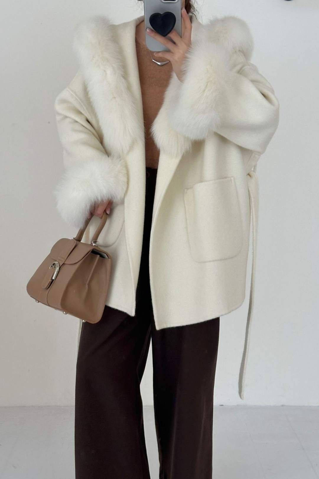 Jane Luxe Hooded Wool Coat - Grey