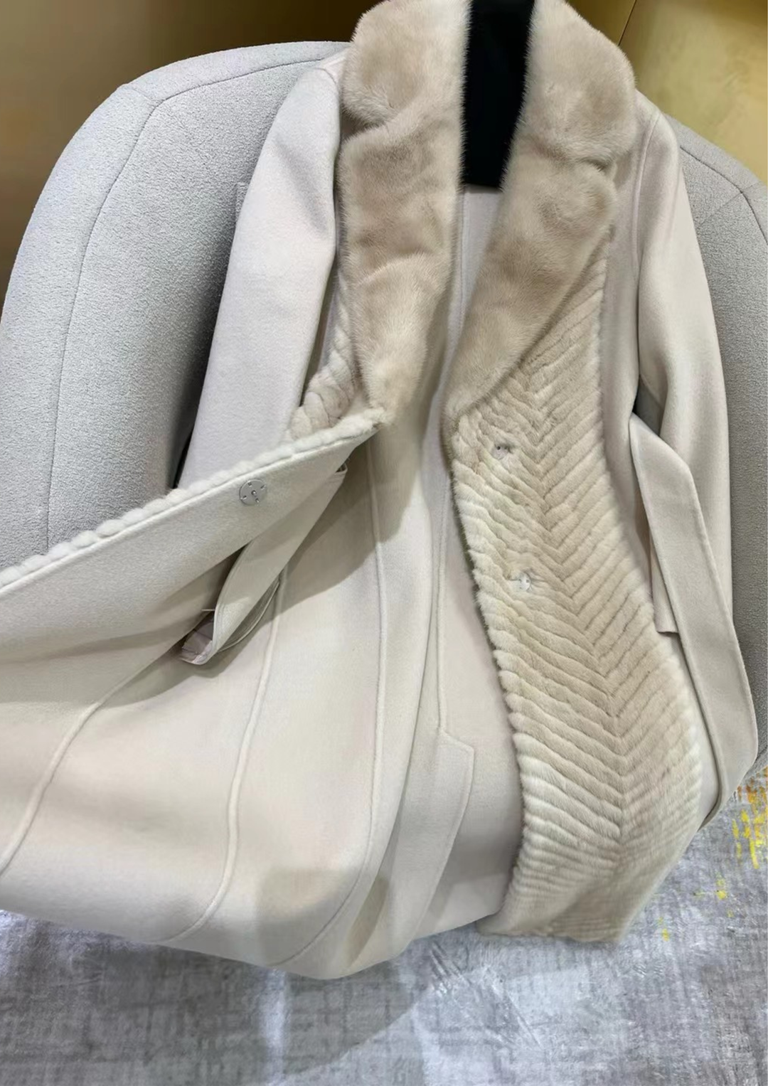 Alexandra Cashmere Fur Mink Belted Coat