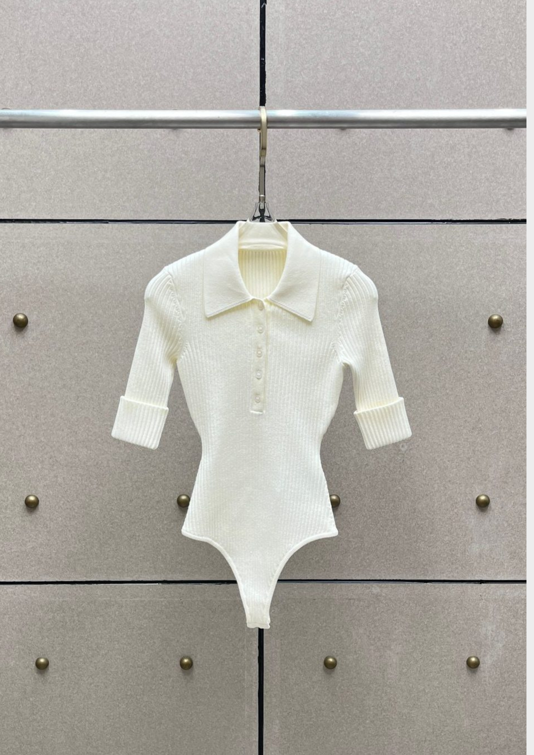 Éliana Wool Knit Polo Bodysuit & Skirt Set