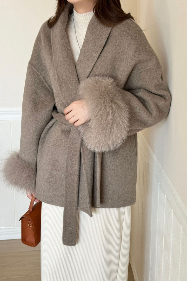 Siena Soft Wool  Cuff Shawl Wrap Coat
