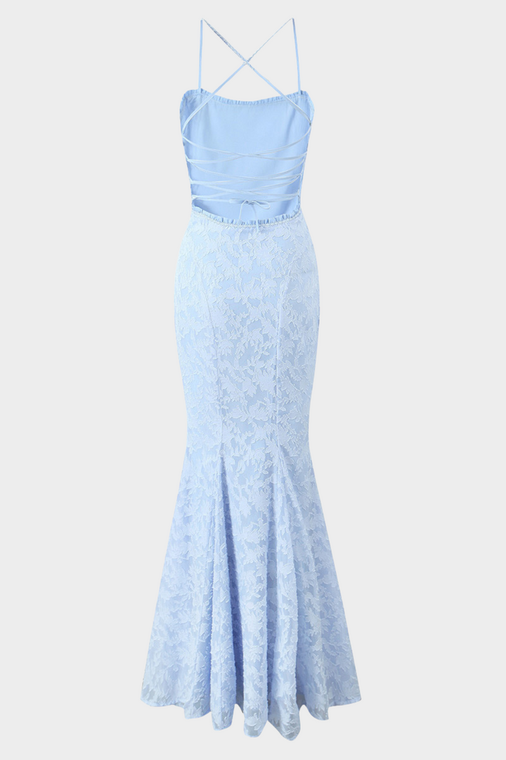 Lily - Backless Lace Up Mermaid Maxi Dress