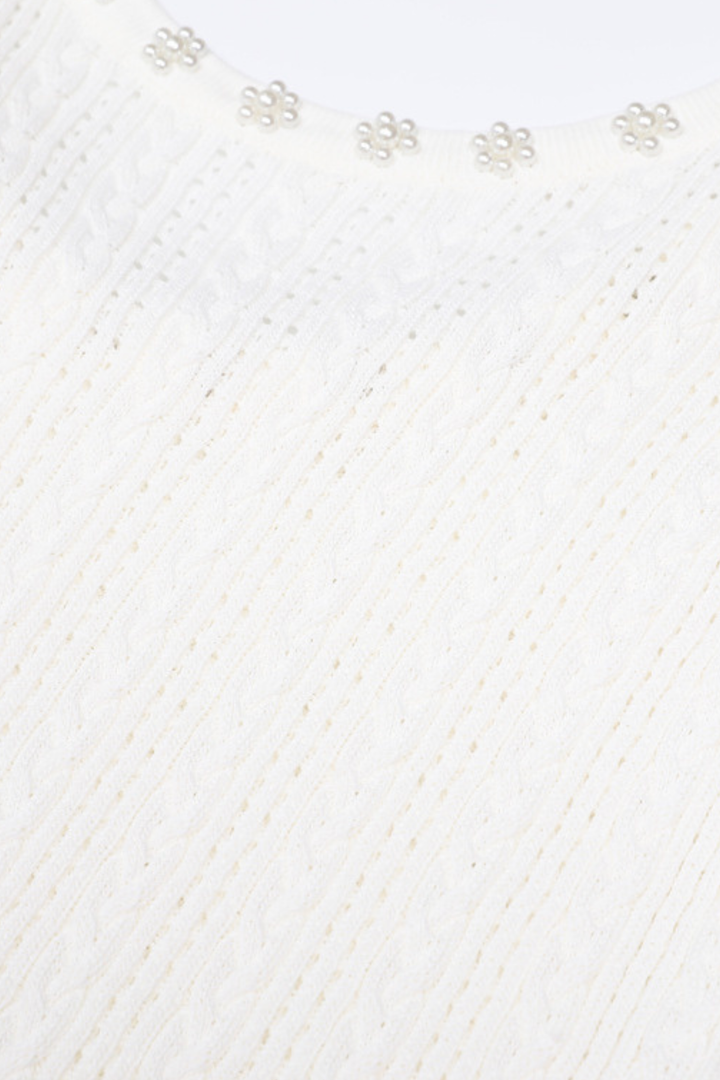 Rosette Pearl Knit  Flower Dress