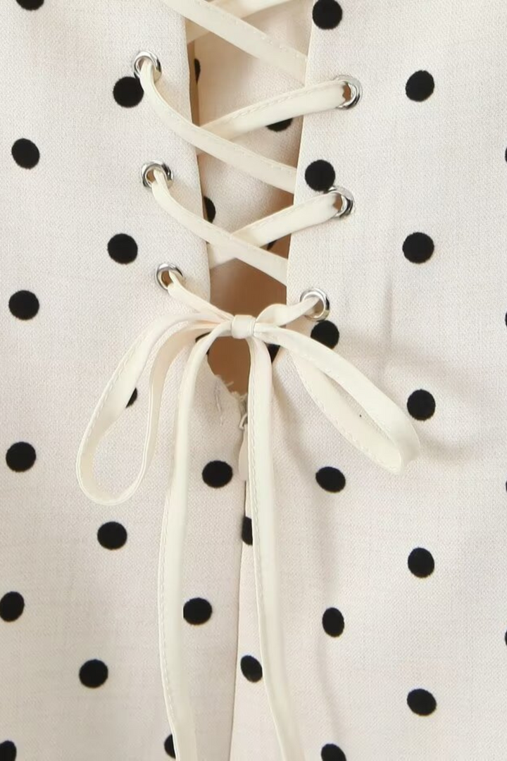 La Belle Polka Puff Strappy Mini Dress