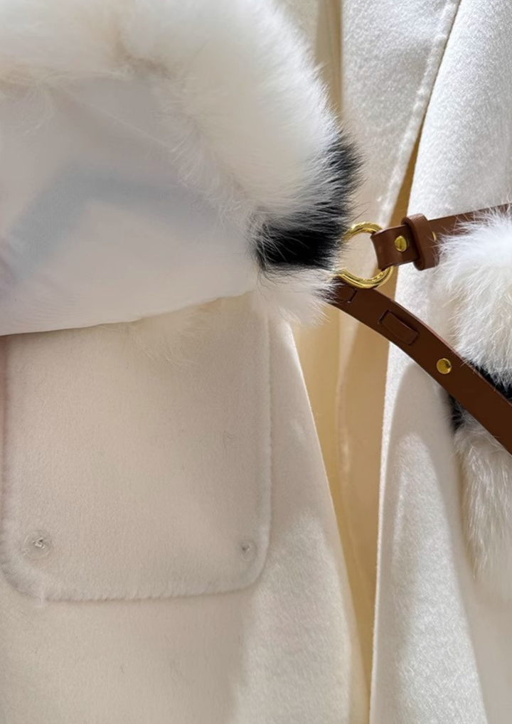 Soft Wool Textured Faux Fur Pocket Coat