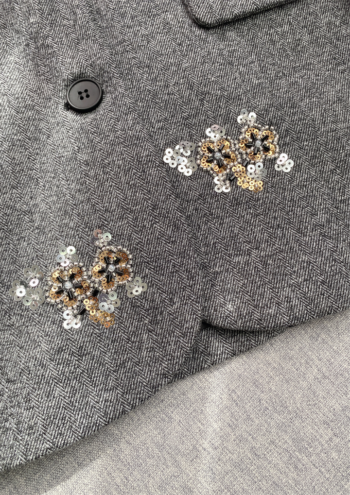 Classic Chic Embellished Sequin Wool Knit Set