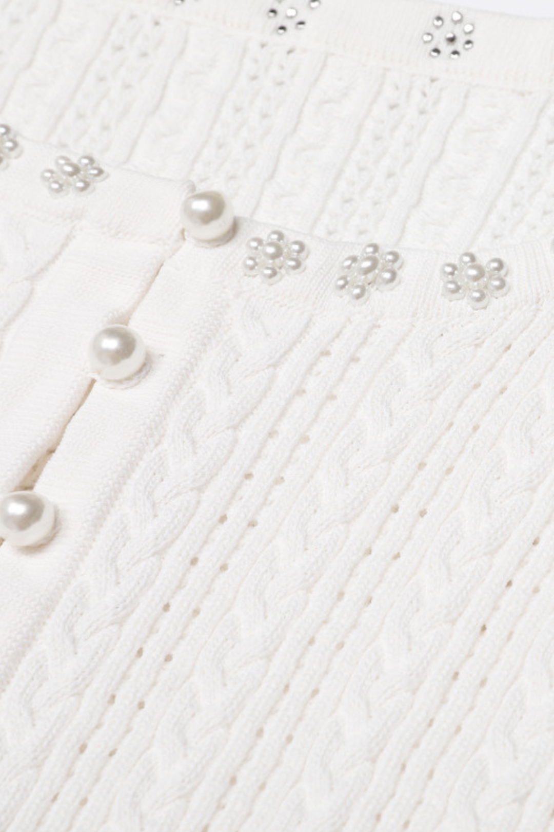 Rosette Pearl Knit Flower Cuffs  Top