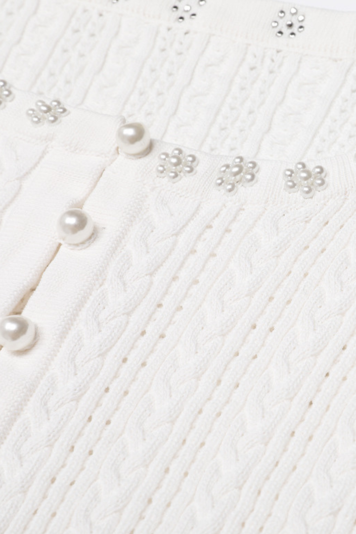 Rosette Pearl Knit Flower Cuffs  Top