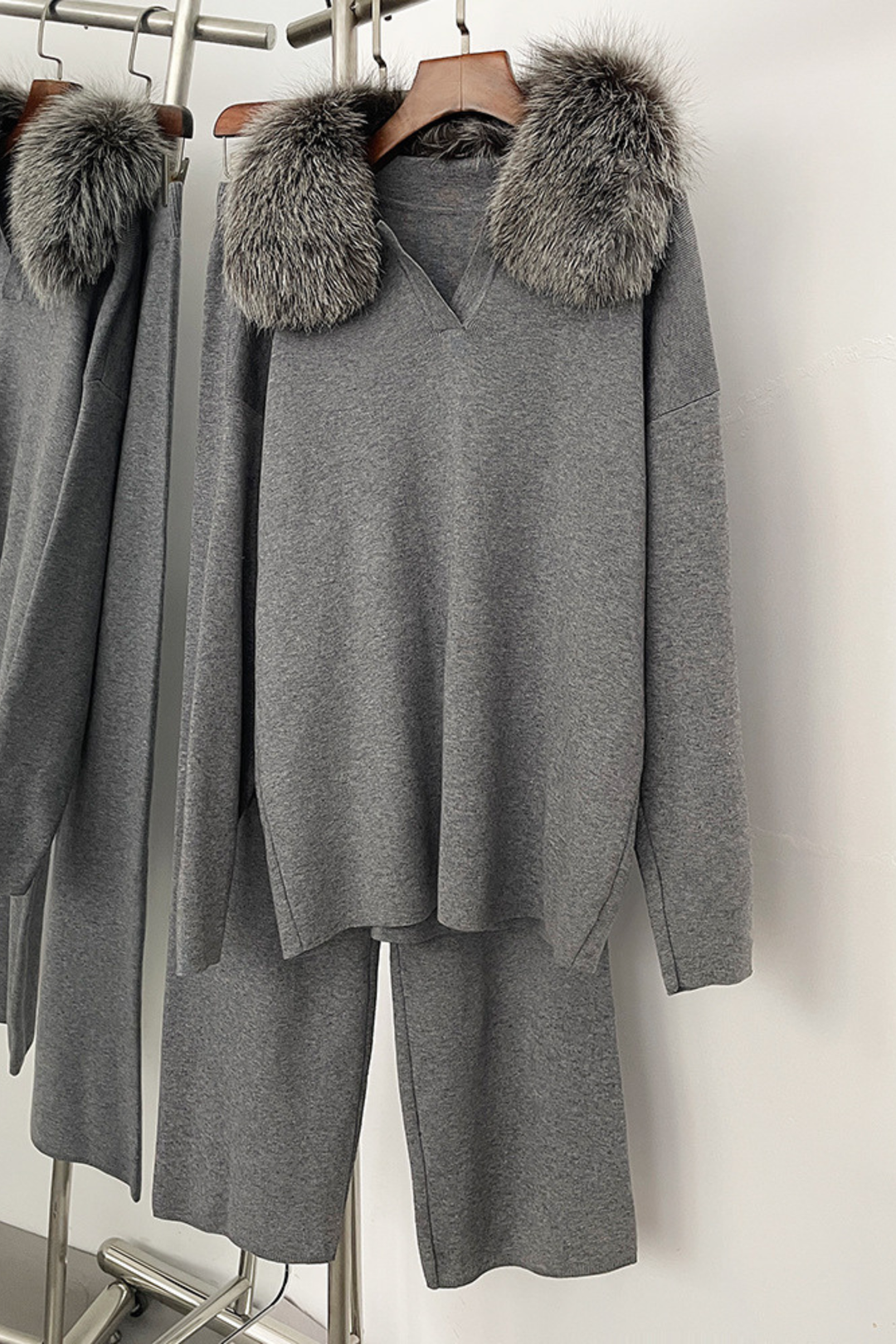 Velora Real Fox Fur Knit Lounge Set - Color Match Edition