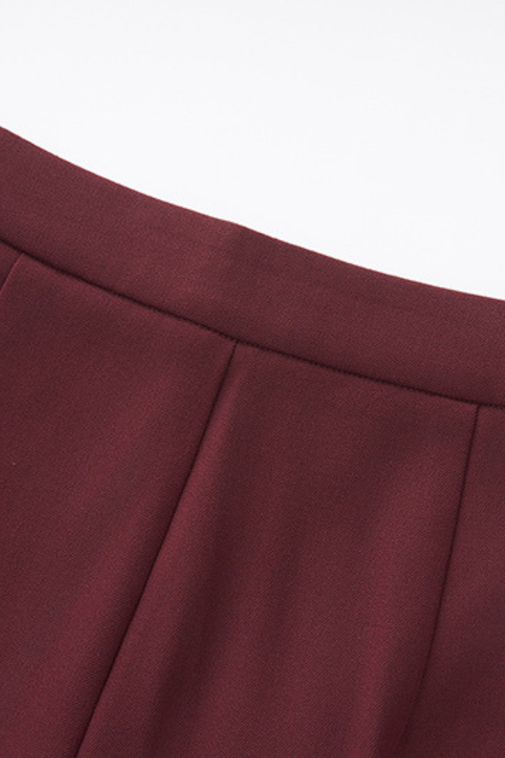 Signature Bordeaux Structured Suit with Wide Leg Trousers