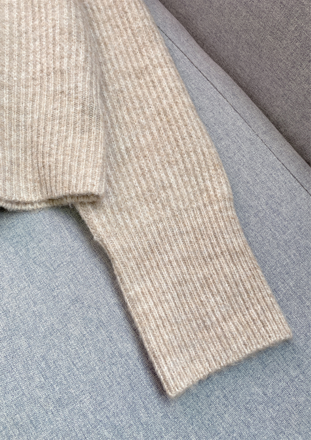 Rhinestone Half Zip Oversized Collar Knit Top