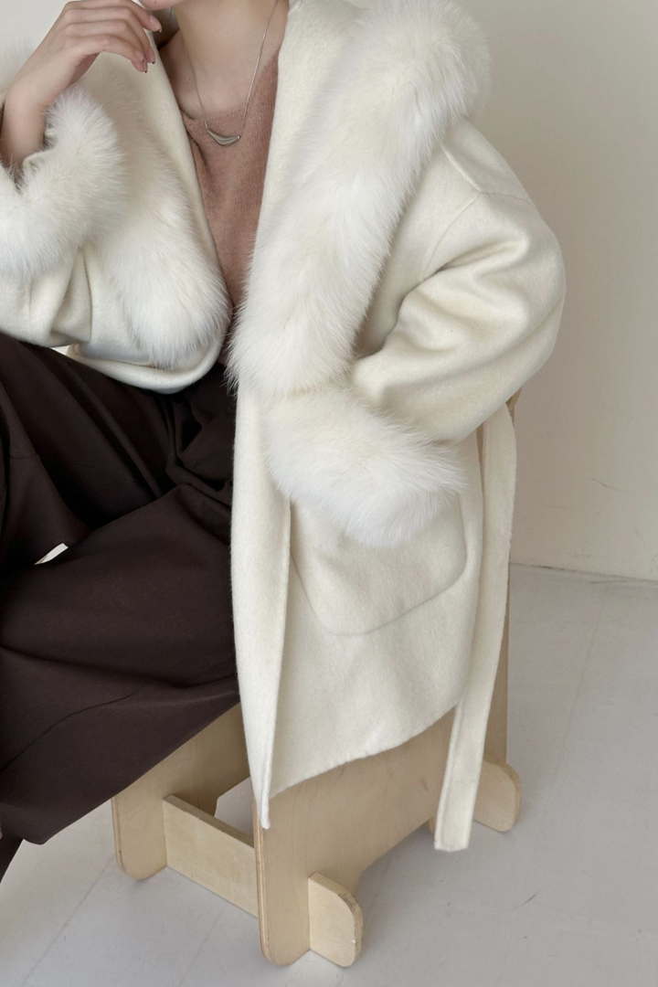 Jane Luxe Hooded Wool Coat - Grey
