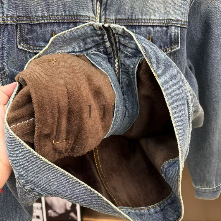 Sienna soft Inner Lamb Wool  Denim Set