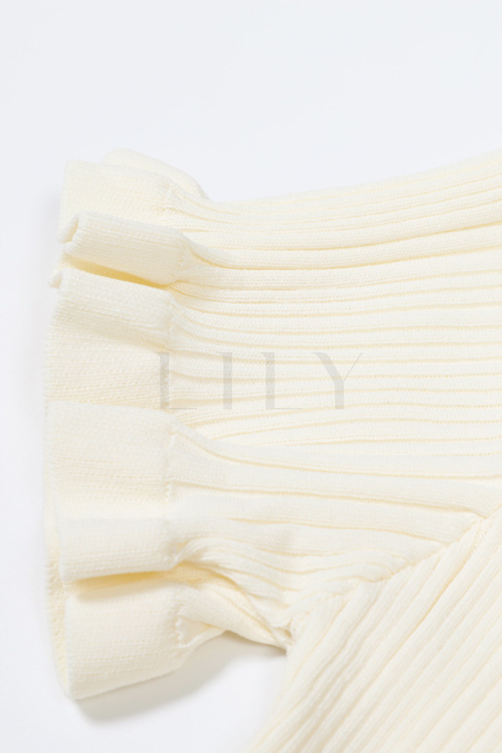 Chérie Knit Crystal Button Pleated Mini Dress