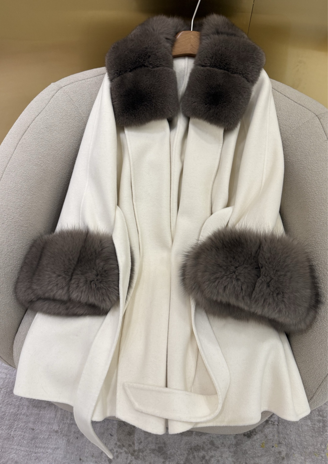 Gia Cashmere Mink Fur Cuffs Mini Coat