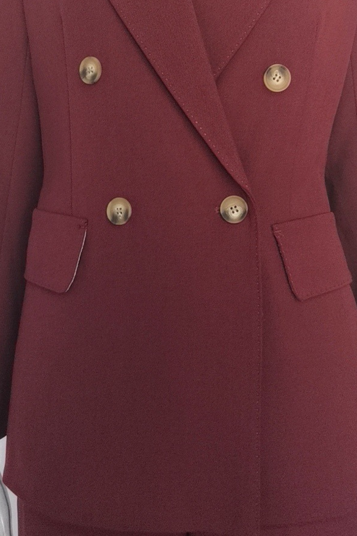 Signature Bordeaux Structured Suit with Wide Leg Trousers