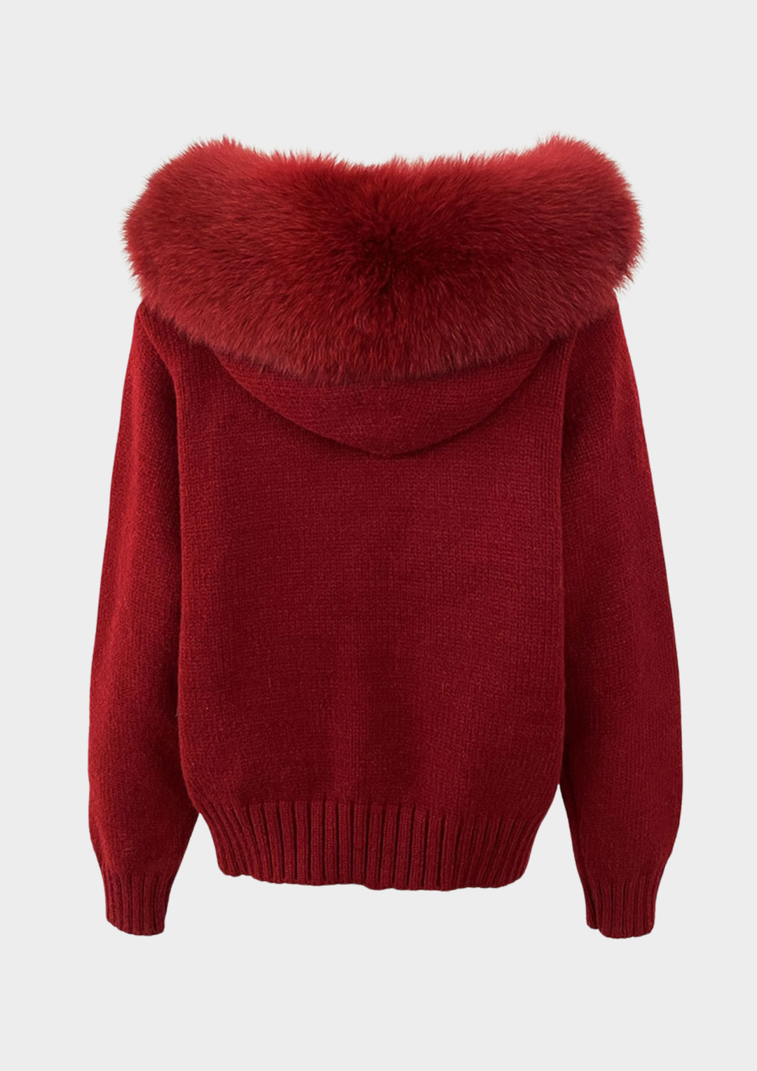 Large Fur Collar Hooded Zipper  Jacket Top