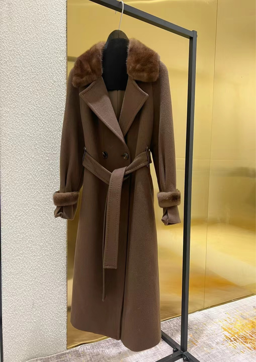 Juliette Cashmere Mink Tailored Belt Coat