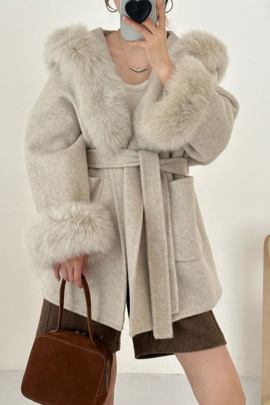 Jane Luxe Hooded Wool Coat - Grey