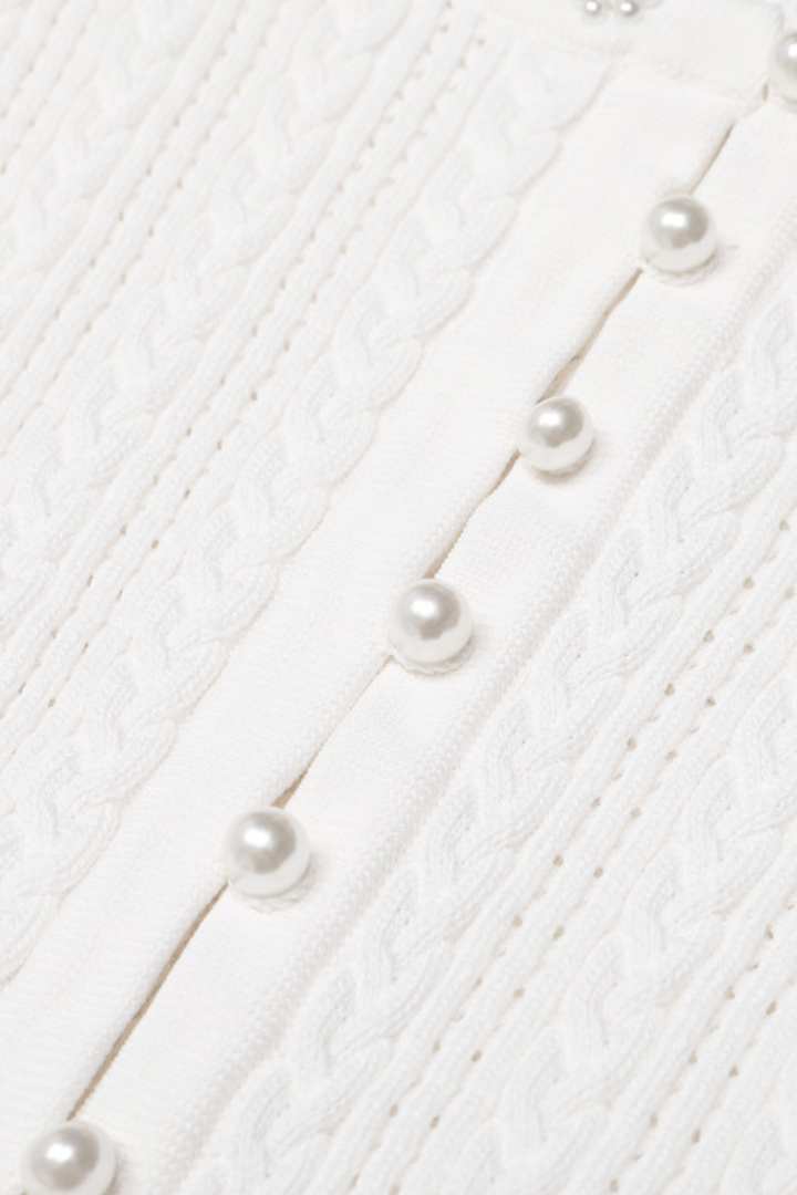 Rosette Pearl Knit Flower Cuffs  Top