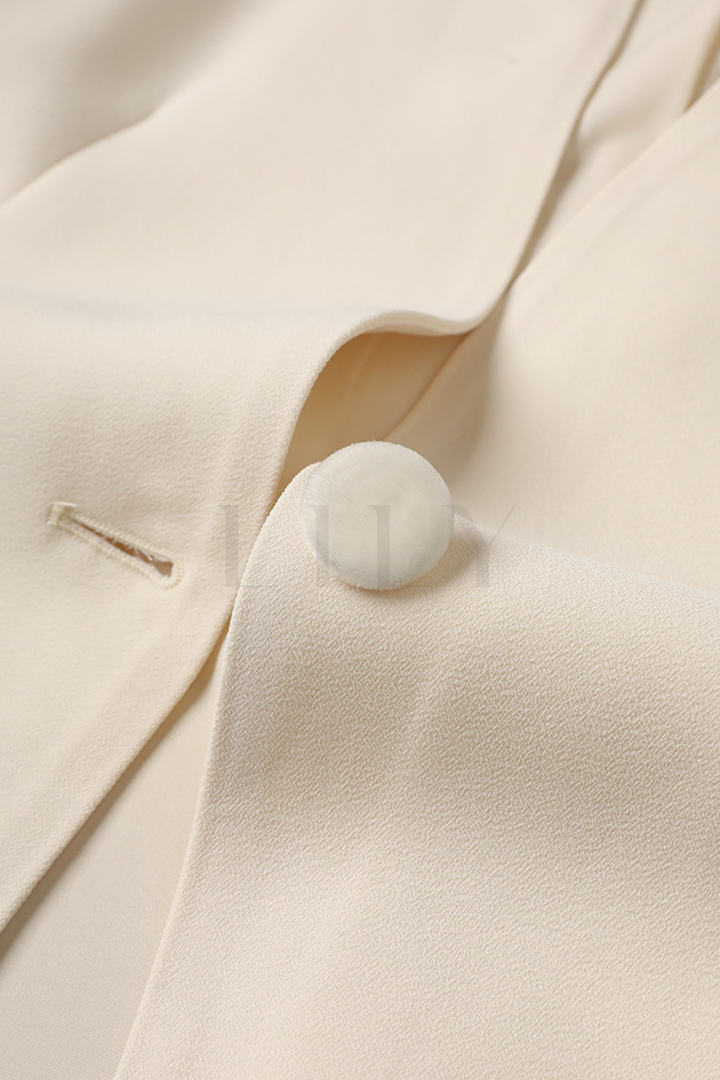 Tie Waist V Neck Crepe Patch Pockets Blazer