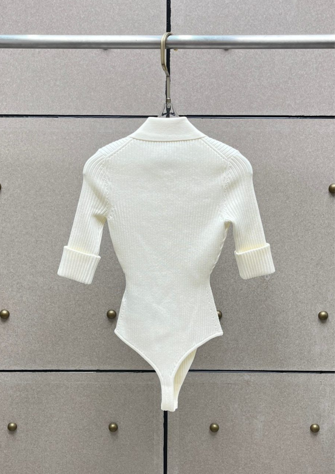 Éliana Wool Knit Polo Bodysuit & Skirt Set