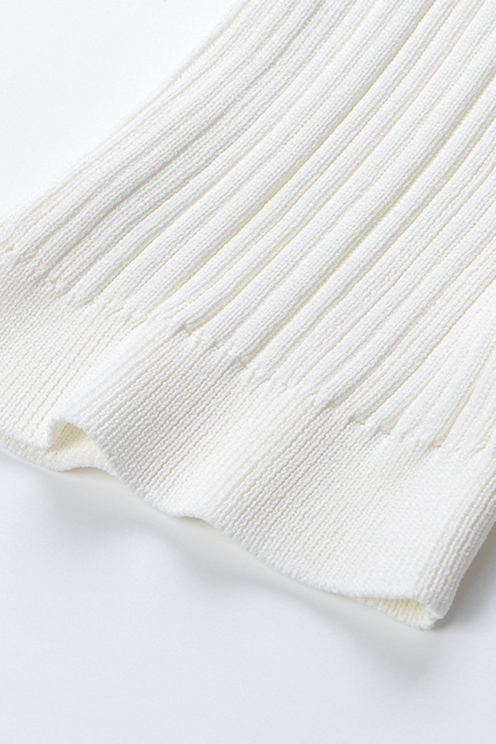 Sailor Collar Ribbed Knit Button Up Top