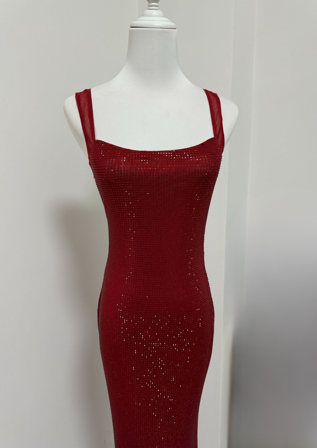 Sparkle Luxe Mesh Sleeve Backless  Maxi Dress