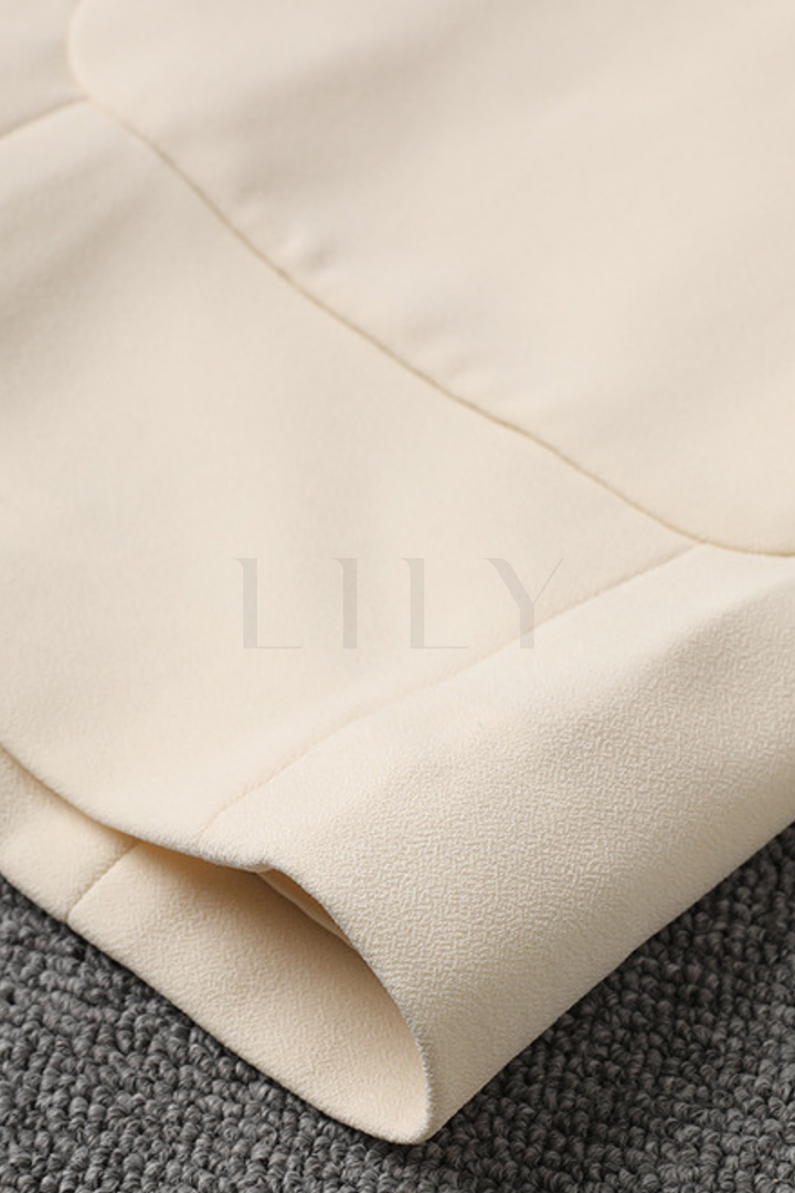 Tie Waist V Neck Crepe Patch Pockets Blazer
