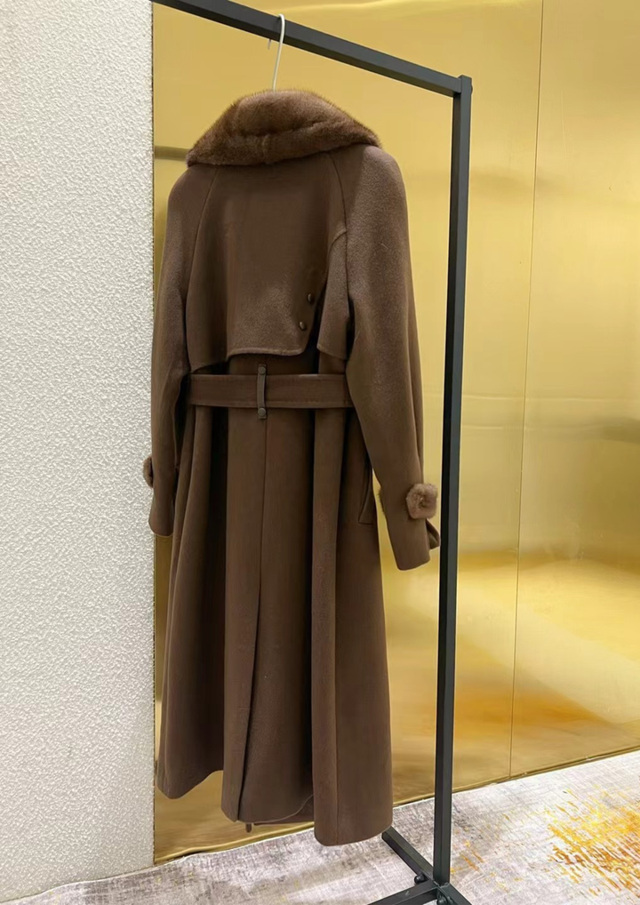 Juliette Cashmere Mink Tailored Belt Coat