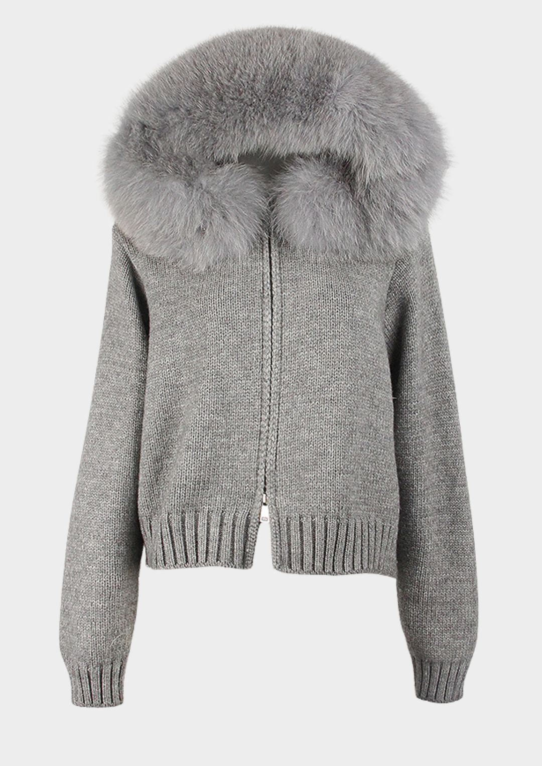 Large Fur Collar Hooded Zipper  Jacket Top