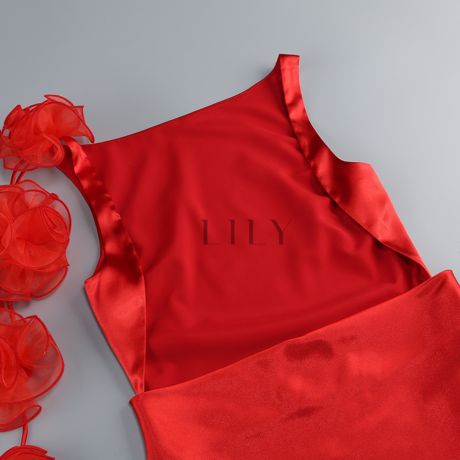 Sofia Floral appliqués backless Glow Mini Dress