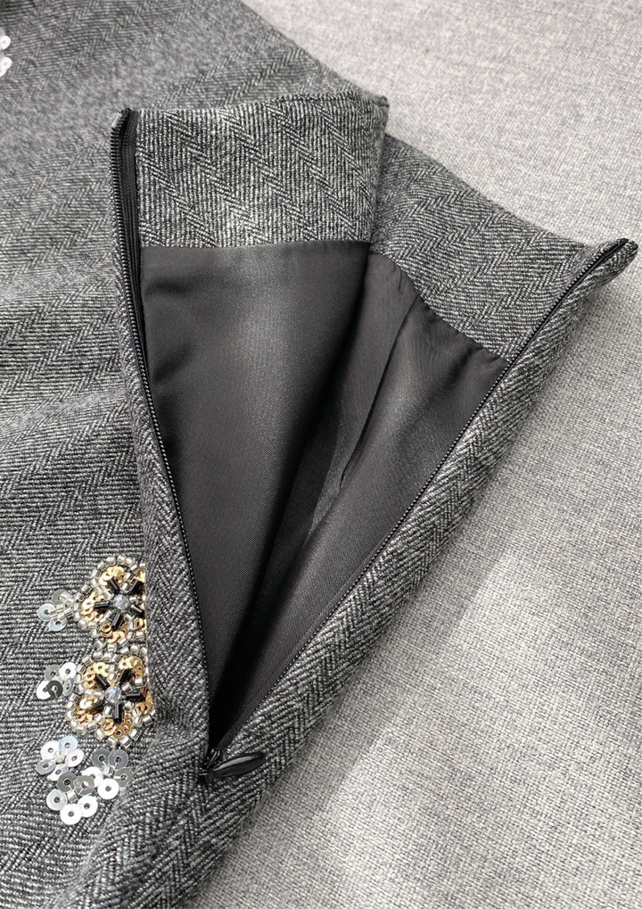 Classic Chic Embellished Sequin Wool Knit Set