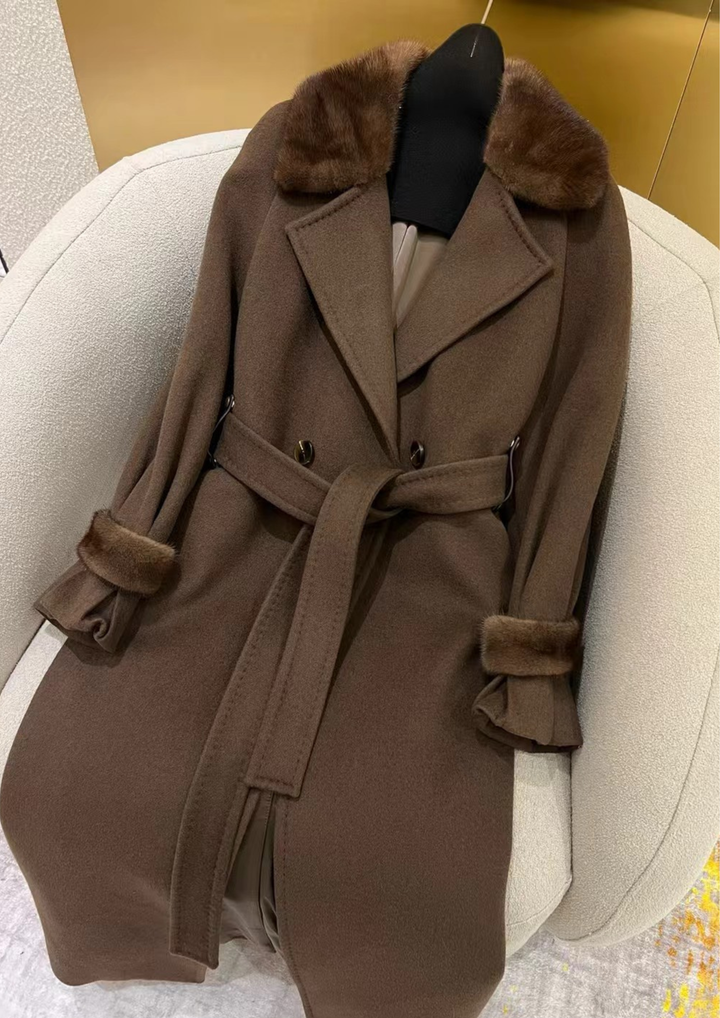 Juliette Cashmere Mink Tailored Belt Coat